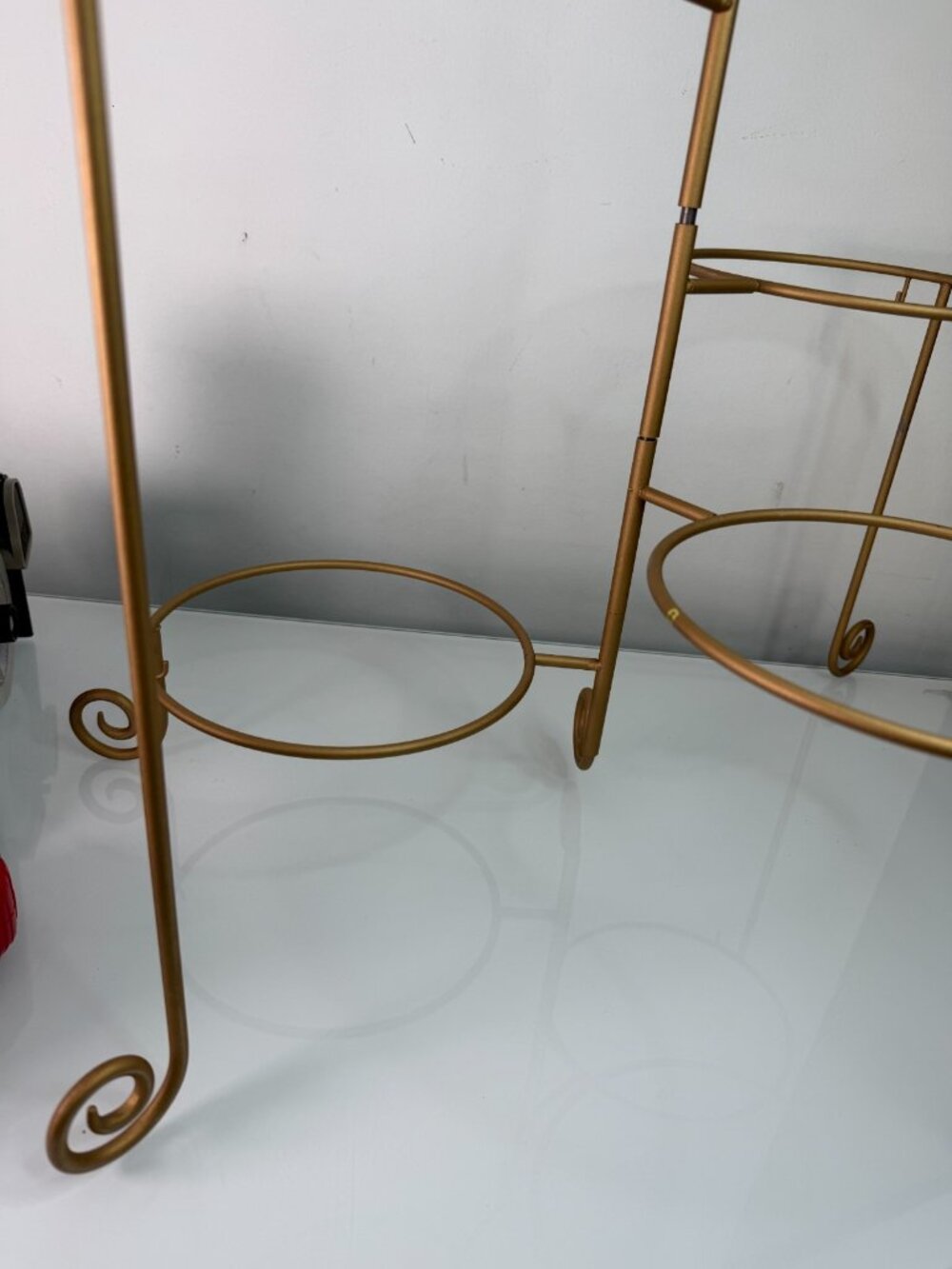 Vintage MCM Moveable Gold Metal 4 Stack Tier Plate Serving Stand Plant Holder - Picture 6 of 9